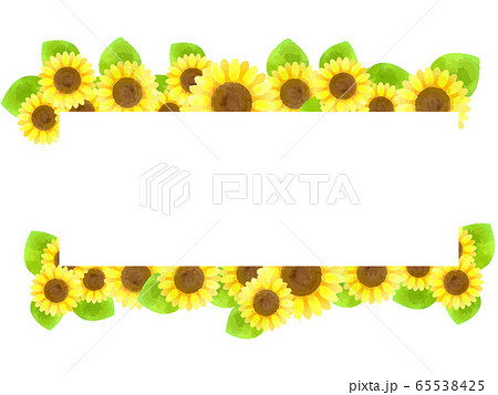 かわいい夏の花黄色いひまわりのおしゃれな錯視の四角いフレームのイラスト素材 65538425 Pixta