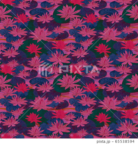 Seamless pattern with violet and pink water lilies Seamless pattern with violet and pink water lilies 65538594