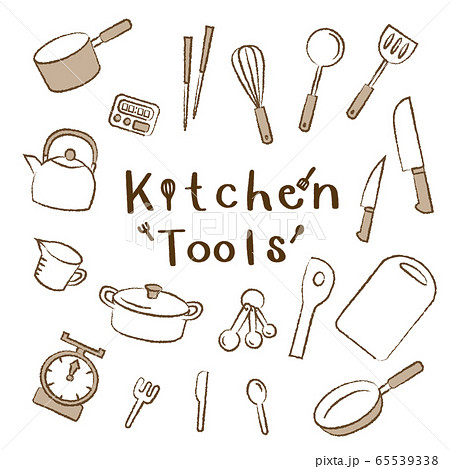 手描き風 キッチン道具 アイコンセット（セピアver） 65539338