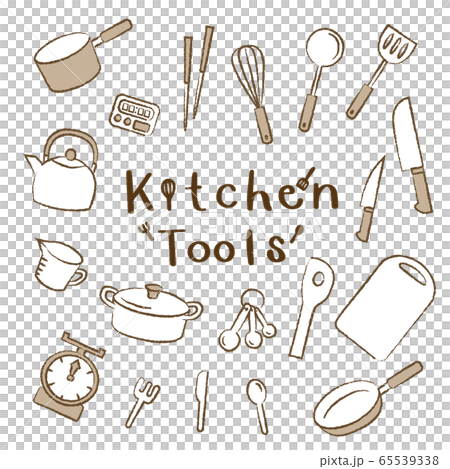 手描き風 キッチン道具 アイコンセット（セピアver） 65539338