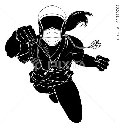 Doctor Nurse Scrubs Mask PPE Super Hero Silhouette Doctor Nurse Scrubs Mask PPE Super Hero Silhouette 65540707