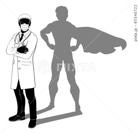 Doctor Ppe Mask Silhouette Super Hero Shadowのイラスト素材