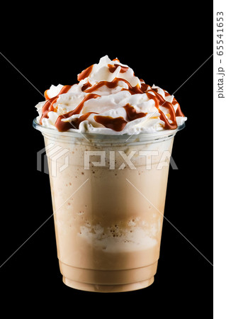 Caramel milkshake in take away cup 65541653