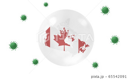 Canada  map inside crystal ball  protect from corona virus,stay at  home,work for home, overcome virus outbreak,virus protection concept,on white background, isolate 65542091
