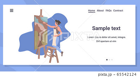 female painter using paintbrush woman artist standing in front of easel and painting art creativity 65542124