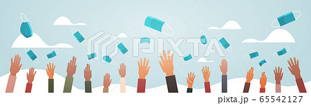 hands throwing medical masks coronavirus win...のイラスト素材 [65542127] - PIXTA