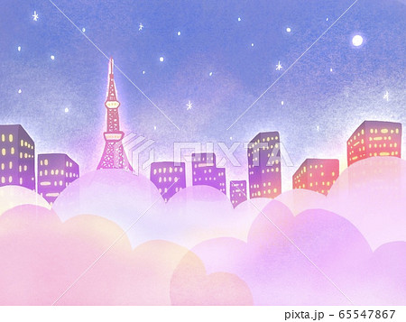 東京の夜景のイラスト素材