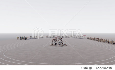 学校　運動会　玉入れ　観客有り　建物無し　イラスト31 65548240