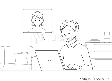 Man chatting with a woman on telework 65548994