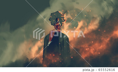 The woman in a red leather suit The woman in a red leather suit 65552616