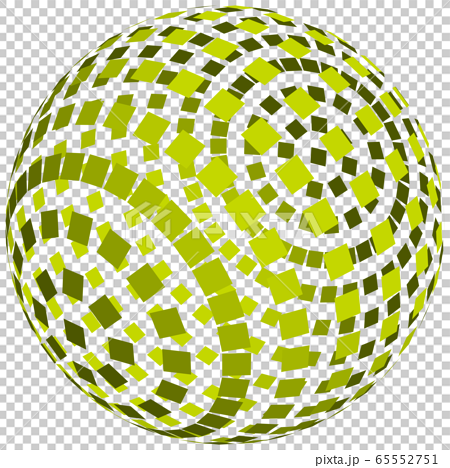 ベクターイラスト デザイン 正方形で構成された陰影のある球体 グリーン 背景透明のイラスト素材