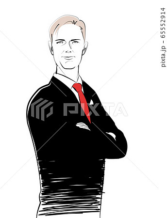 Men Suit Arms Folded Stock Illustration
