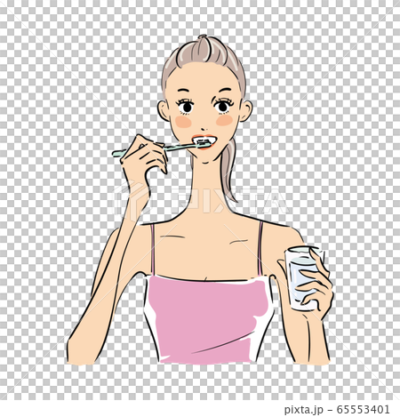 歯磨きをするスタイルの良い女性 歯磨きをするスタイルの良い女性 65553401