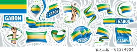 Vector set of the national flag of Gabon in various creative designs Vector set of the national flag of Gabon in various creative designs 65554004