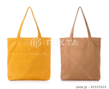 New blank brown cotton bag isolated on white New blank brown cotton bag isolated on white 65555024