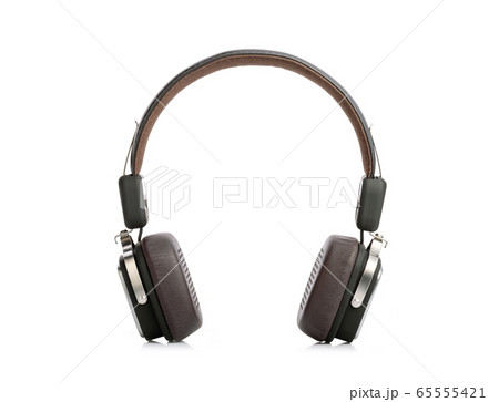 New black modern headphone isolated on white New black modern headphone isolated on white 65555421