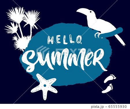 Hello summer hand lettering phrase on spot. Vector Hello summer hand lettering phrase on spot. Vector 65555930