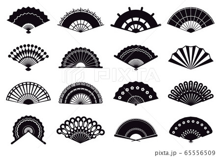 Hand Fans Silhouette Asian Traditional Paper のイラスト素材