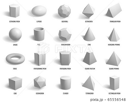 Realistic basic 3d shapes. Geometry sphere,...のイラスト素材