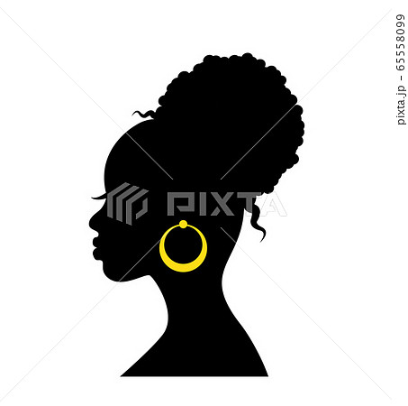 black graceful silhouette of the head of an african woman in profile with curly hair black graceful silhouette of the head of an african woman in profile with curly hair 65558099