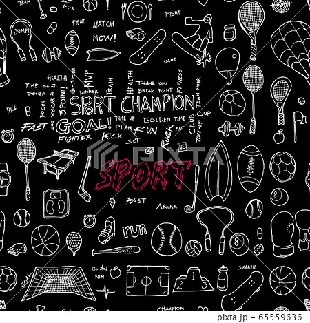 Sport doodle seamless background seamless pattern. 65559636