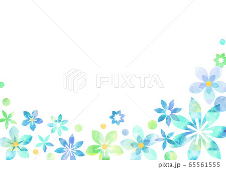 花 水彩ブルー背景のイラスト素材