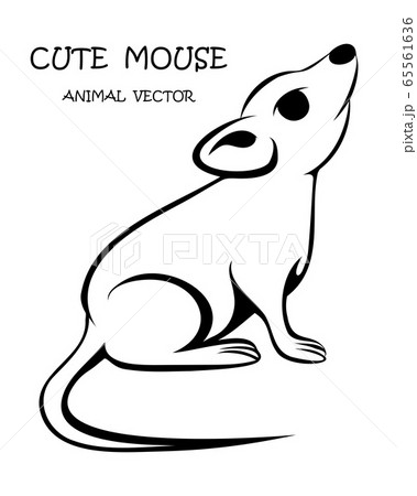 Black Vector illustration cartoon on a white background of a cute mouse. Black Vector illustration cartoon on a white background of a cute mouse. 65561636