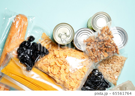 Set of food products. Food supplies.. Donation, coronavirus and quarantine concept. 65561764