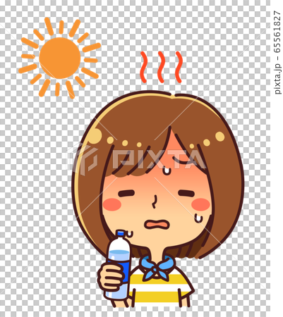 熱中症 対策 女性 夏 太陽のイラスト素材