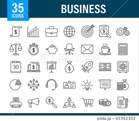 Global network connection. Business line icon set. Marketing network. Money line icon set. Vector stock illustration. 65562302