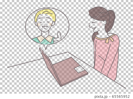 オンライン英会話　リモート英会話　通信講座　イラスト 65565952