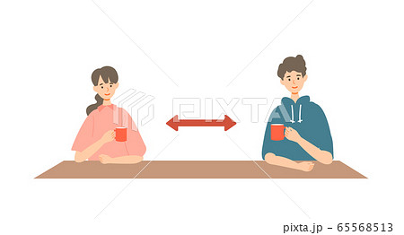 【新しい生活様式】横並び会話の推奨イラスト 【新しい生活様式】横並び会話の推奨イラスト 65568513