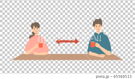 【新しい生活様式】横並び会話の推奨イラスト 【新しい生活様式】横並び会話の推奨イラスト 65568513