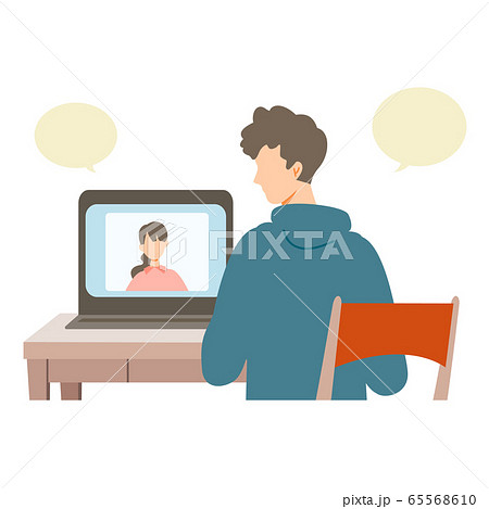 【新しい生活様式】オンライン通話を利用する男性 65568610