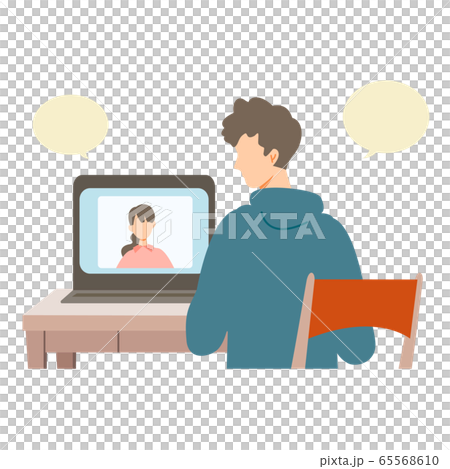 【新しい生活様式】オンライン通話を利用する男性 65568610