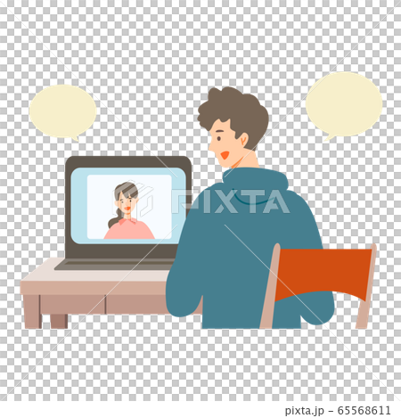 【新しい生活様式】オンライン通話を利用する男性 65568611