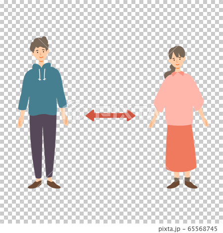 [New lifestyle] Illustration of men and women taking a distance 65568745