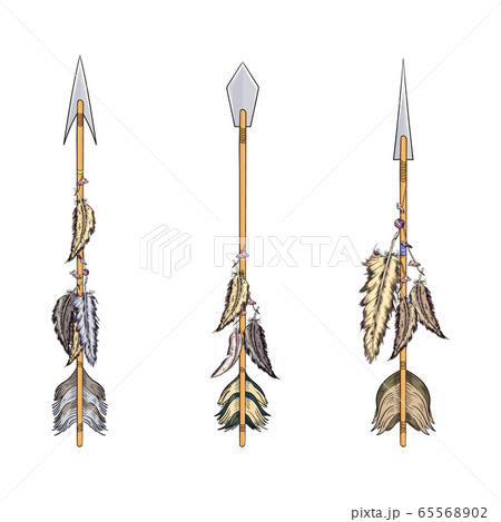 Download ethnic boho set of arrows, feathers and...のイラスト素材 ...