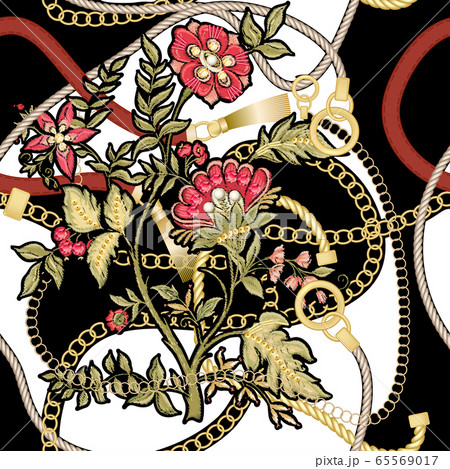 Fantasy flowers in retro, vintage jacobean embroidery style. Fantasy flowers in retro, vintage jacobean embroidery style. 65569017