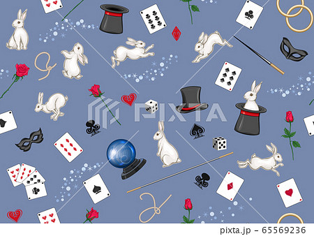 Magician items seamless pattern, background. 65569236