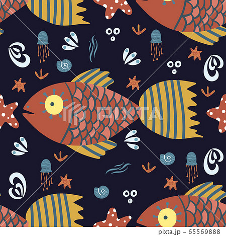 Fish seamless vector pattern. 65569888