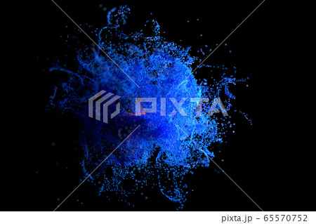 Blue and orange glowing powder cloud computing with particles. Coronavirus concept. Computer generated abstract background. 3d illustration isolated on black background 65570752