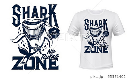 T-shirt print with shark animal mascot 65571402