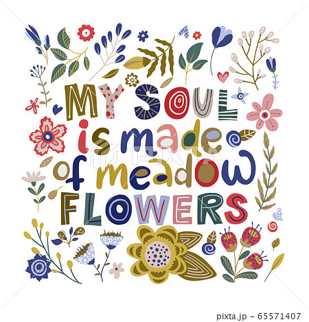 Floral color vector lettering card. Floral color vector lettering card. 65571407