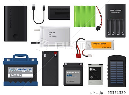 Rechargeable batteries, vector solar accumulators Rechargeable batteries, vector solar accumulators 65571529