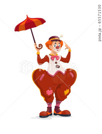 Big top circus isolated clown with umbrella Big top circus isolated clown with umbrella 65571530