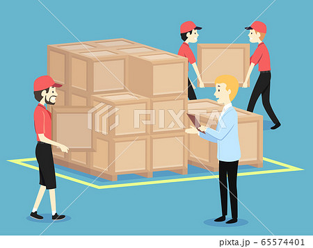 People Men Arrange Crates Boss Order Illustration People Men Arrange Crates Boss Order Illustration 65574401