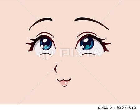 Happy anime face. Manga style closed eyes, little - Stock Illustration  [65574636] - PIXTA