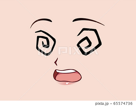 Sad anime face. Manga style closed eyes, little - Stock Illustration  [65574745] - PIXTA