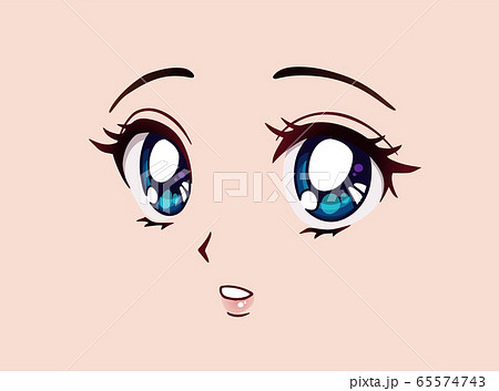 Surprised Anime Face Manga Style Big Blue Eyes のイラスト素材